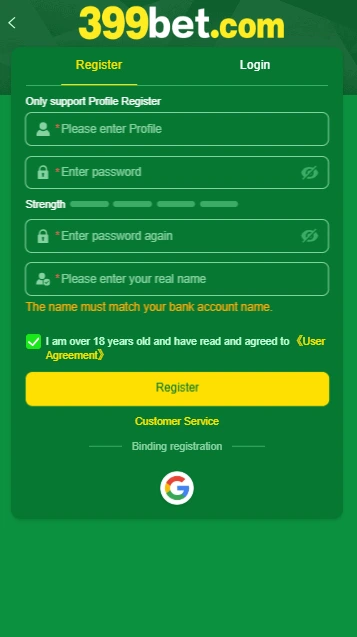 399BET Game registration