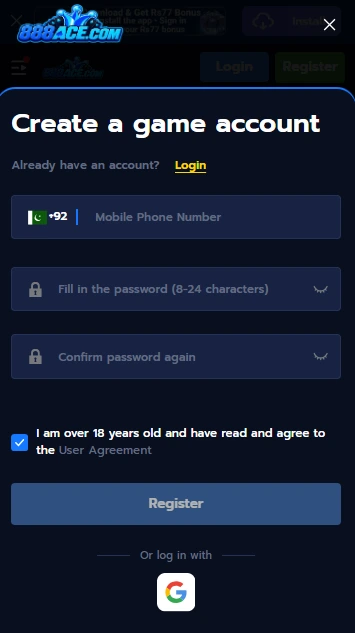 888ACE Game registration