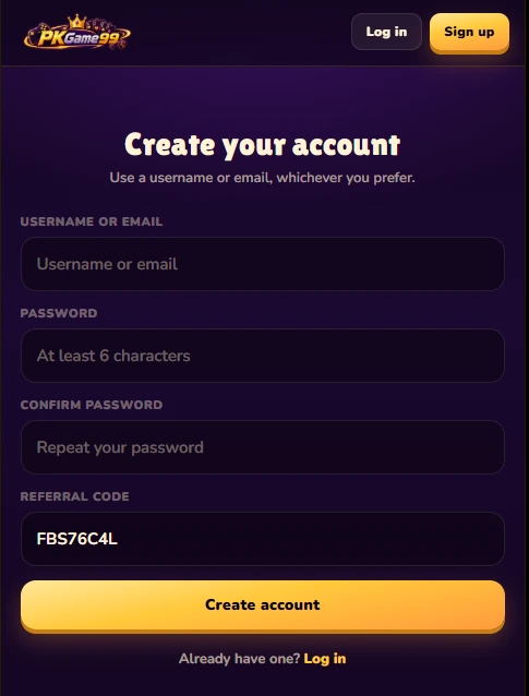 PKgame99 registration