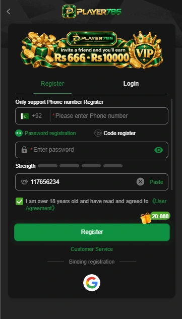 Player786 Game Registration