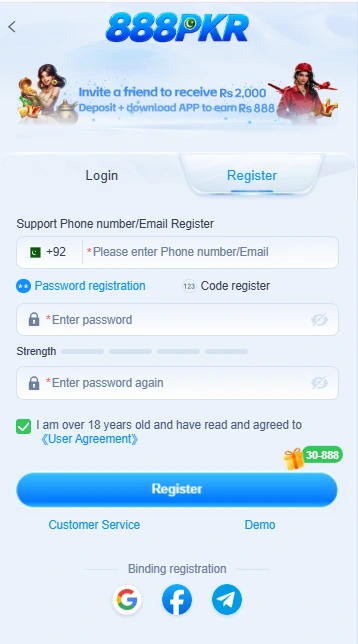 888PKR Game Registration
