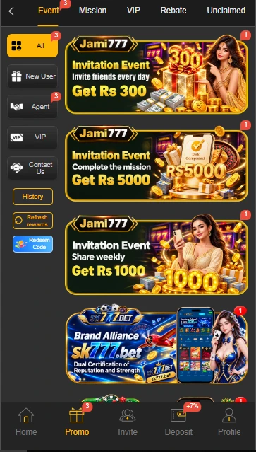 Jami777 Game bonuses