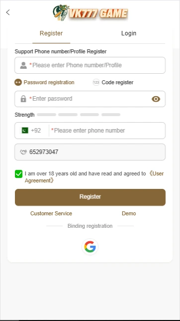 VK777 Game Login