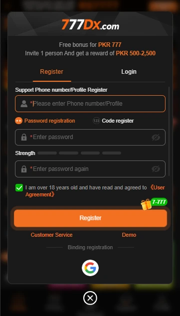 777DX Game Registration steps